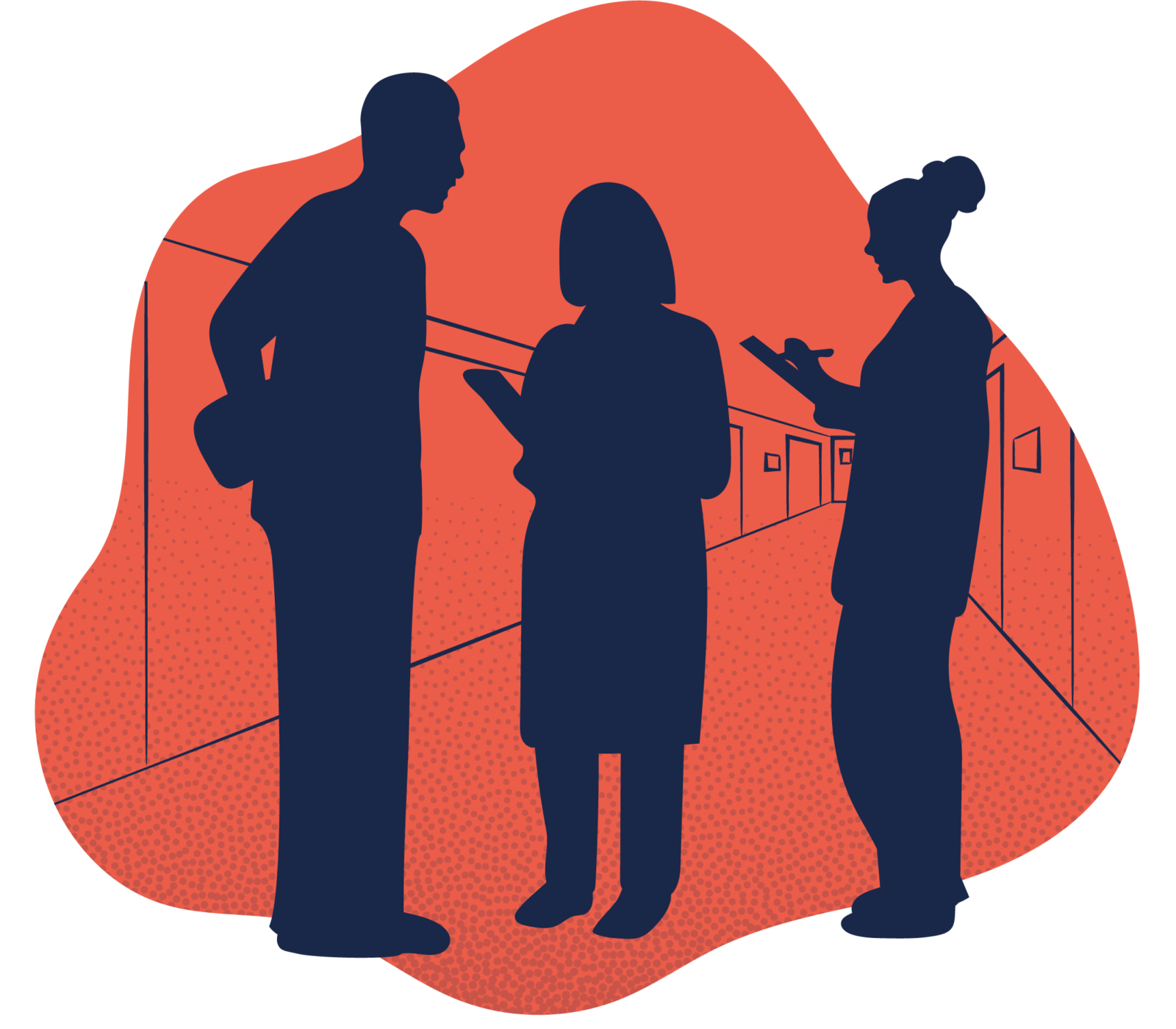 Clinicians in a hallway